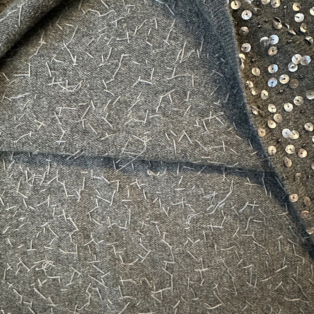 Cashmere Hand Beaded Sequin 3/4 Sleeve Sweater Top Women's Size L Sparkle Glam - Picture 4 of 6